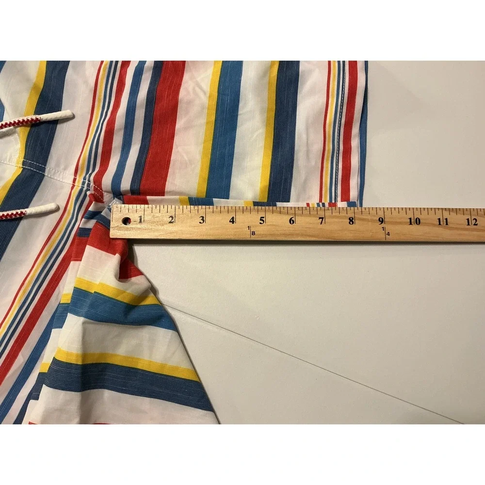 Johnnie-O Boys Striped Swim Trunks Red Blue Yellow Board Shorts Size 14‎ NWT